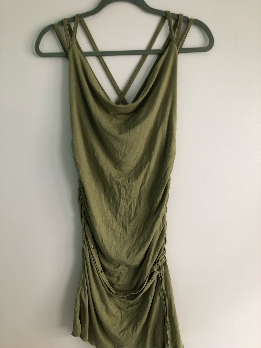 Y2K Gypsy Forest Fairy Boho Nomads Bamboo Hemp Strappy Asymmetrical Pixie Dress - Picture 2 of 16